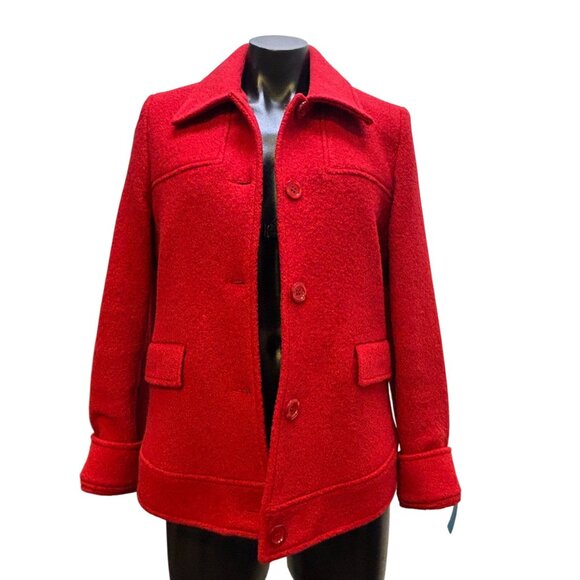 Neiman Marcus Red Wool Jacket Size 12 Button-Front - Picture 5 of 8